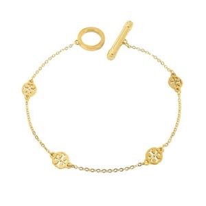 TORY BURCH • Gold Logo Station Toggle Bracelet